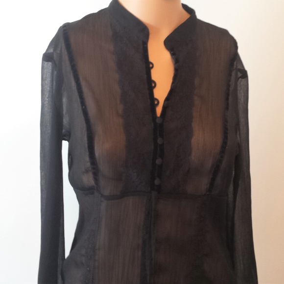 New York & Company Tops - Sheer Black New York & Company 3/4 Sleeve Top Lace
